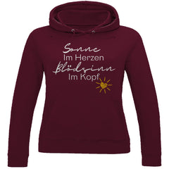 Damen Hoodie "Sonne im Herzen Blödsinn im Kopf " - Grafikmagie