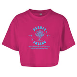 Damen Oversize Crop Top "Beauty inside" - Grafikmagie