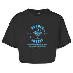 Damen Oversize Crop Top "Beauty inside" - Grafikmagie