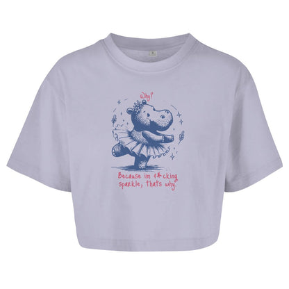 Damen Oversize Crop Top "Because im fucking sparkle" - Grafikmagie