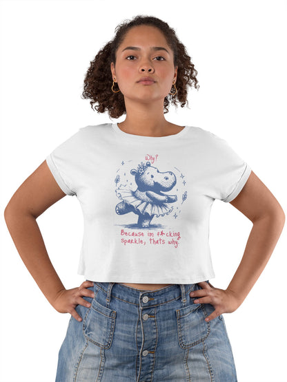 Damen Oversize Crop Top "Because im fucking sparkle" - Grafikmagie