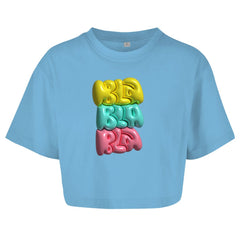 Damen Oversize Crop Top "Bla Bla Bla" - Grafikmagie