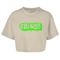 Damen Oversize Crop Top "Cringe green" - Grafikmagie