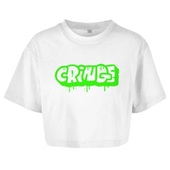 Damen Oversize Crop Top "Cringe green" - Grafikmagie