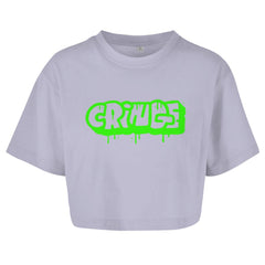 Damen Oversize Crop Top "Cringe green" - Grafikmagie