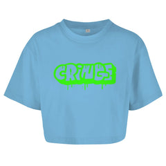 Damen Oversize Crop Top "Cringe green" - Grafikmagie