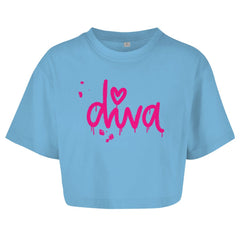 Damen Oversize Crop Top "Diva" - Grafikmagie