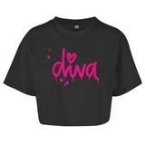 Damen Oversize Crop Top "Diva" - Grafikmagie