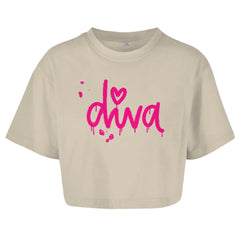 Damen Oversize Crop Top "Diva" - Grafikmagie
