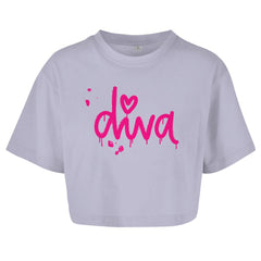 Damen Oversize Crop Top "Diva" - Grafikmagie
