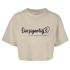 Damen Oversize Crop Top "Einzigartig" - Grafikmagie
