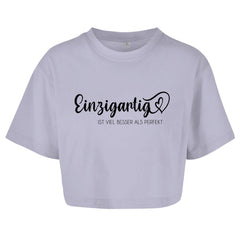 Damen Oversize Crop Top "Einzigartig" - Grafikmagie