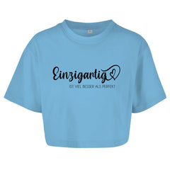 Damen Oversize Crop Top "Einzigartig" - Grafikmagie