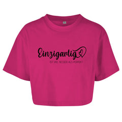 Damen Oversize Crop Top "Einzigartig" - Grafikmagie