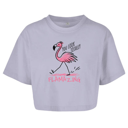 Damen Oversize Crop Top "Flamazing" - Grafikmagie
