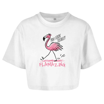 Damen Oversize Crop Top "Flamazing" - Grafikmagie