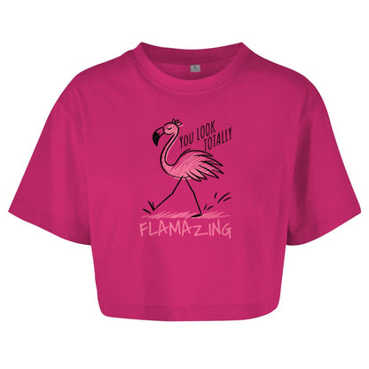 Damen Oversize Crop Top "Flamazing" - Grafikmagie