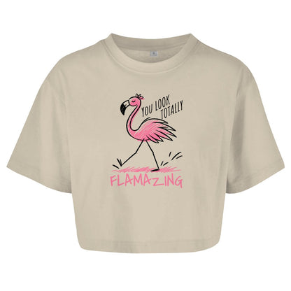 Damen Oversize Crop Top "Flamazing" - Grafikmagie