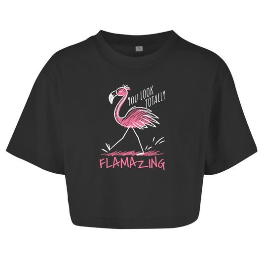 Damen Oversize Crop Top "Flamazing" - Grafikmagie