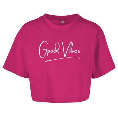 Damen Oversize Crop Top "Good Vibes" - Grafikmagie