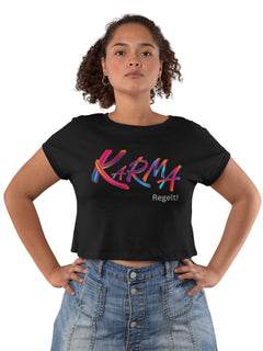Damen Oversize Crop Top "Karma Regelt" - Grafikmagie