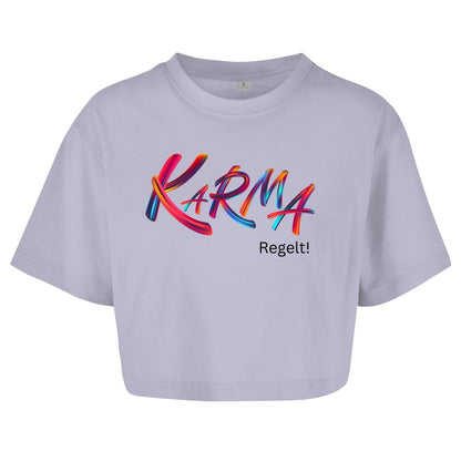 Damen Oversize Crop Top "Karma Regelt" - Grafikmagie