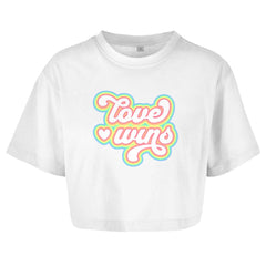 Damen Oversize Crop Top "Love Wins" - Grafikmagie