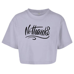 Damen Oversize Crop Top "No Thanks" - Grafikmagie