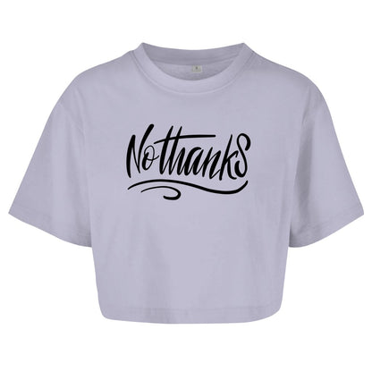 Damen Oversize Crop Top "No Thanks" - Grafikmagie