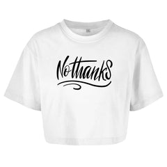 Damen Oversize Crop Top "No Thanks" - Grafikmagie