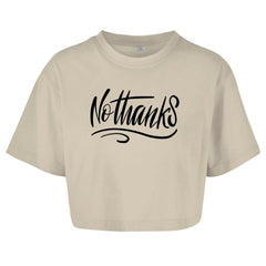 Damen Oversize Crop Top "No Thanks" - Grafikmagie