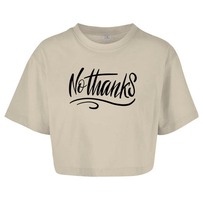 Damen Oversize Crop Top "No Thanks" - Grafikmagie