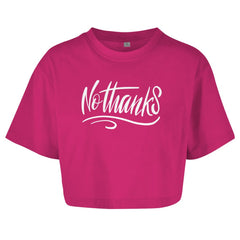 Damen Oversize Crop Top "No Thanks" - Grafikmagie