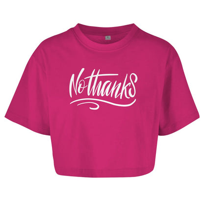 Damen Oversize Crop Top "No Thanks" - Grafikmagie
