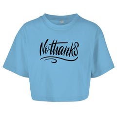Damen Oversize Crop Top "No Thanks" - Grafikmagie
