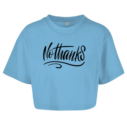 Damen Oversize Crop Top "No Thanks" - Grafikmagie