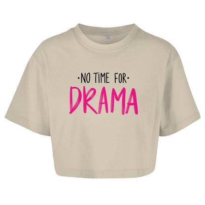 Damen Oversize Crop Top "No Time for Drama" - Grafikmagie