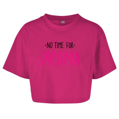 Damen Oversize Crop Top "No Time for Drama" - Grafikmagie