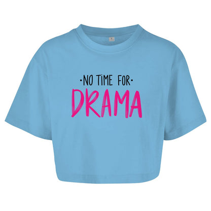 Damen Oversize Crop Top "No Time for Drama" - Grafikmagie