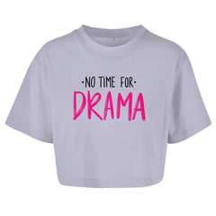 Damen Oversize Crop Top "No Time for Drama" - Grafikmagie