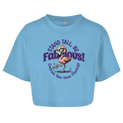 Damen Oversize Crop Top "Stand Tall, Be Fabulous" - Grafikmagie
