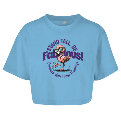Damen Oversize Crop Top "Stand Tall, Be Fabulous" - Grafikmagie