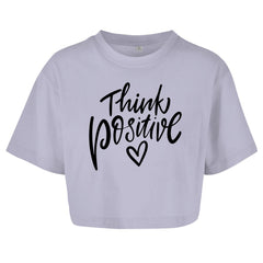 Damen Oversize Crop Top "Think Positive" - Grafikmagie