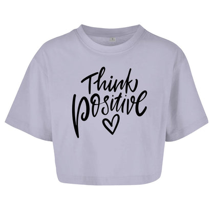 Damen Oversize Crop Top "Think Positive" - Grafikmagie