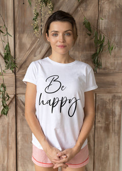 Damen T-Shirt "Be happy" - Grafikmagie