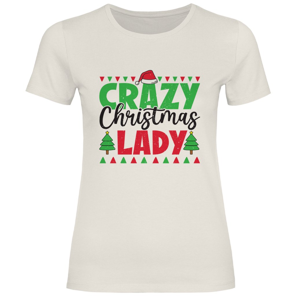 Damen T-Shirt "Crazy Christmas Lady" - Grafikmagie