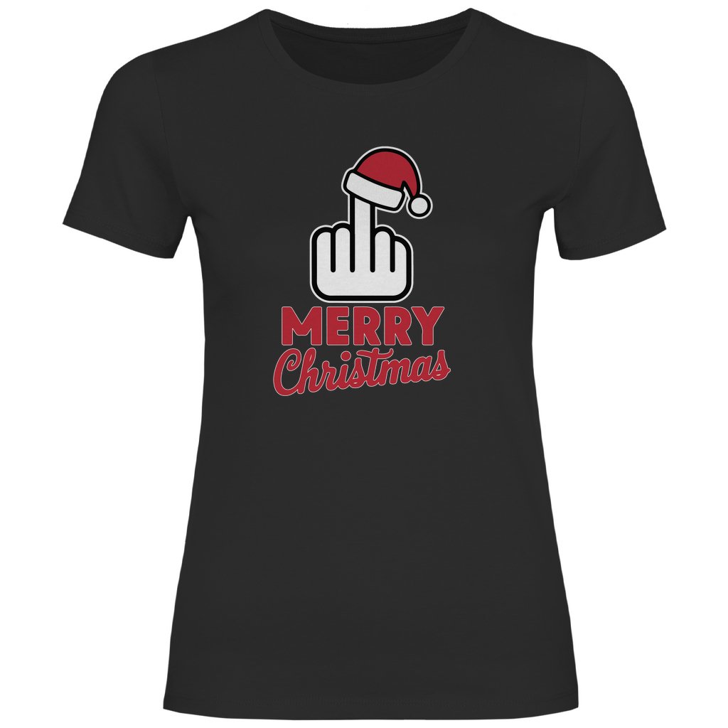 Damen T-Shirt "Merry Christmas Mittelfinger" - Grafikmagie