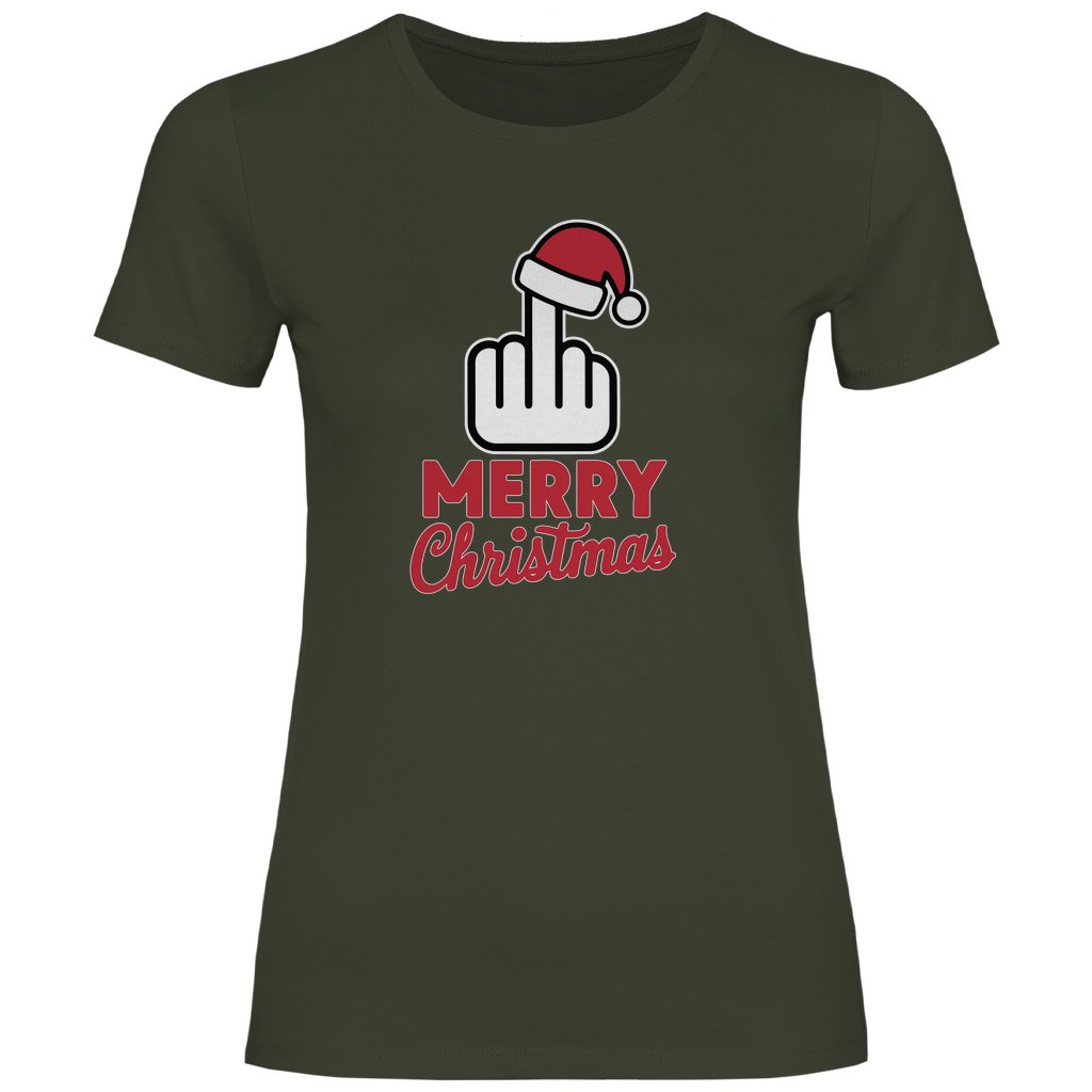 Damen T-Shirt "Merry Christmas Mittelfinger" - Grafikmagie