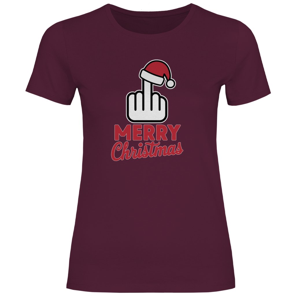 Damen T-Shirt "Merry Christmas Mittelfinger" - Grafikmagie