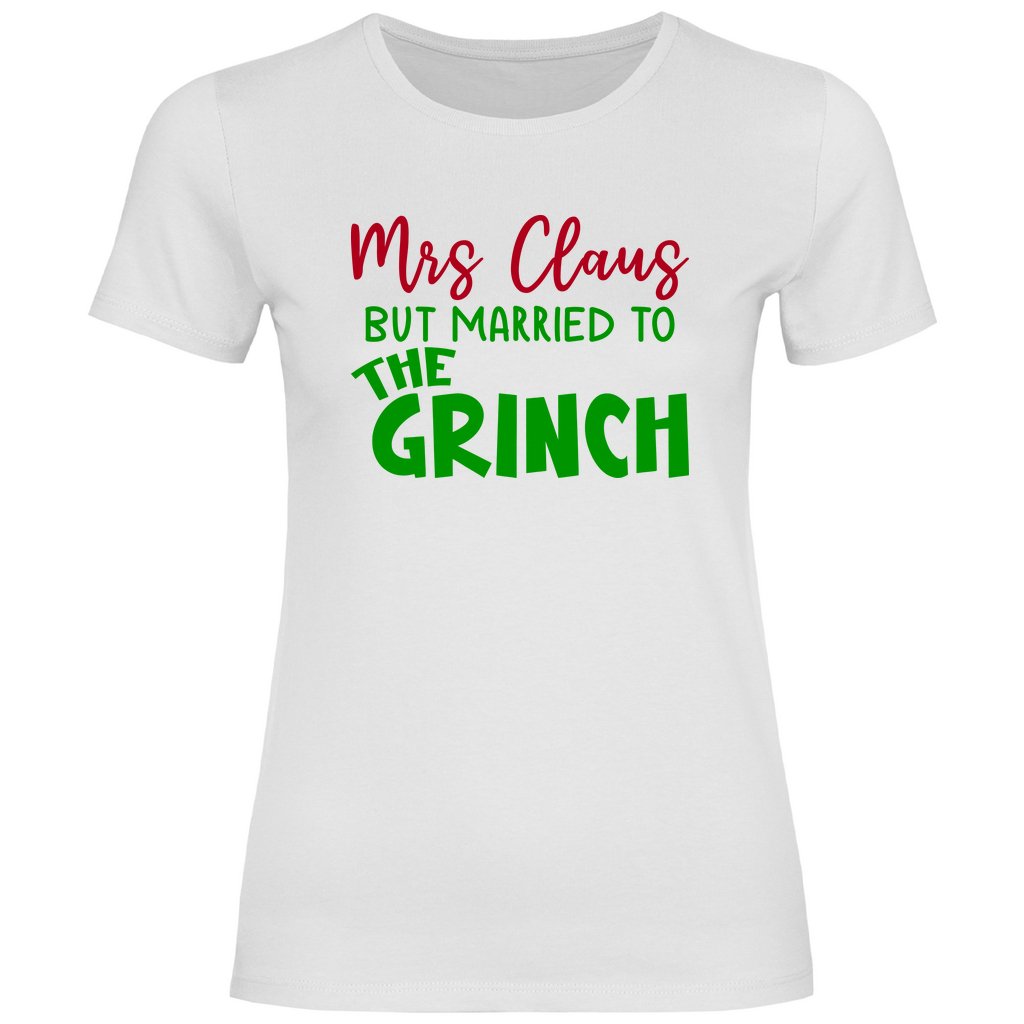 Damen T-Shirt "Mrs Clause but Married to the Grinch" - Grafikmagie